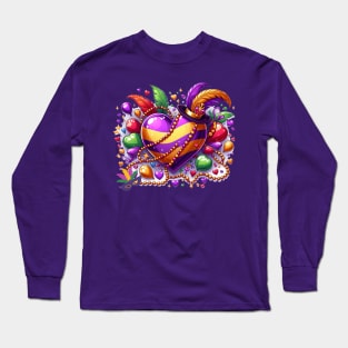 Love Mardi Gras For Heart Funny Mardi Gras Long Sleeve T-Shirt